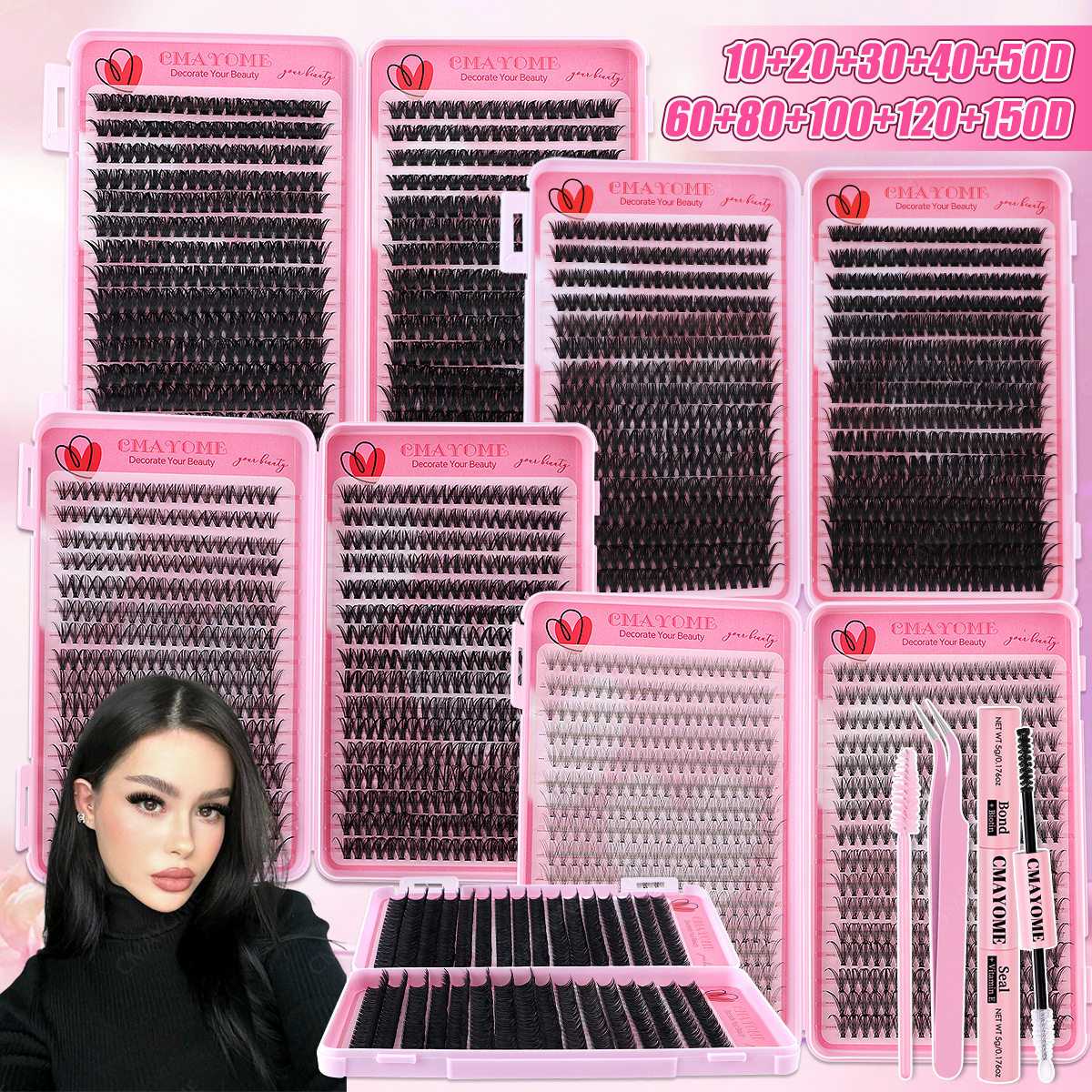 Lash Clusters - 640Pcs Thick Fluffy DIY Eyelash Extensions Soft Lightweight, Handmade Reusable Lashes Natural Look DIY Segmented Eyelashes Easy t-image-1104391113