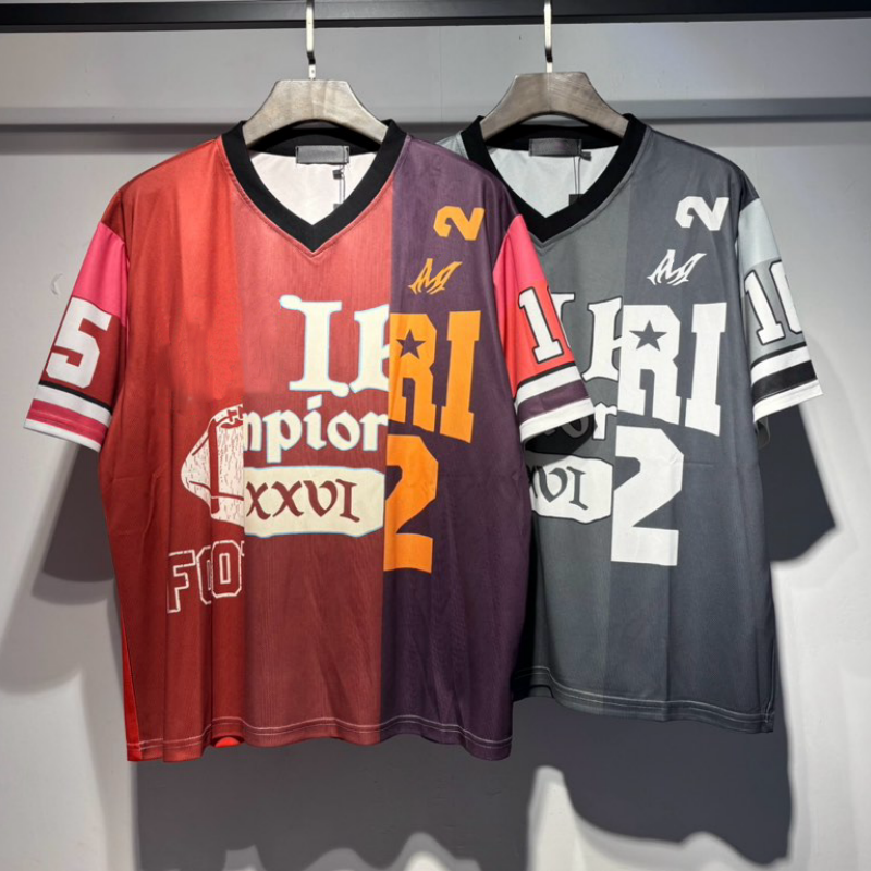 2026 early spring new letter jacquard color blocked striped knitted shirt short sleeved casual fashion men's and women's T-shirt V4b55s