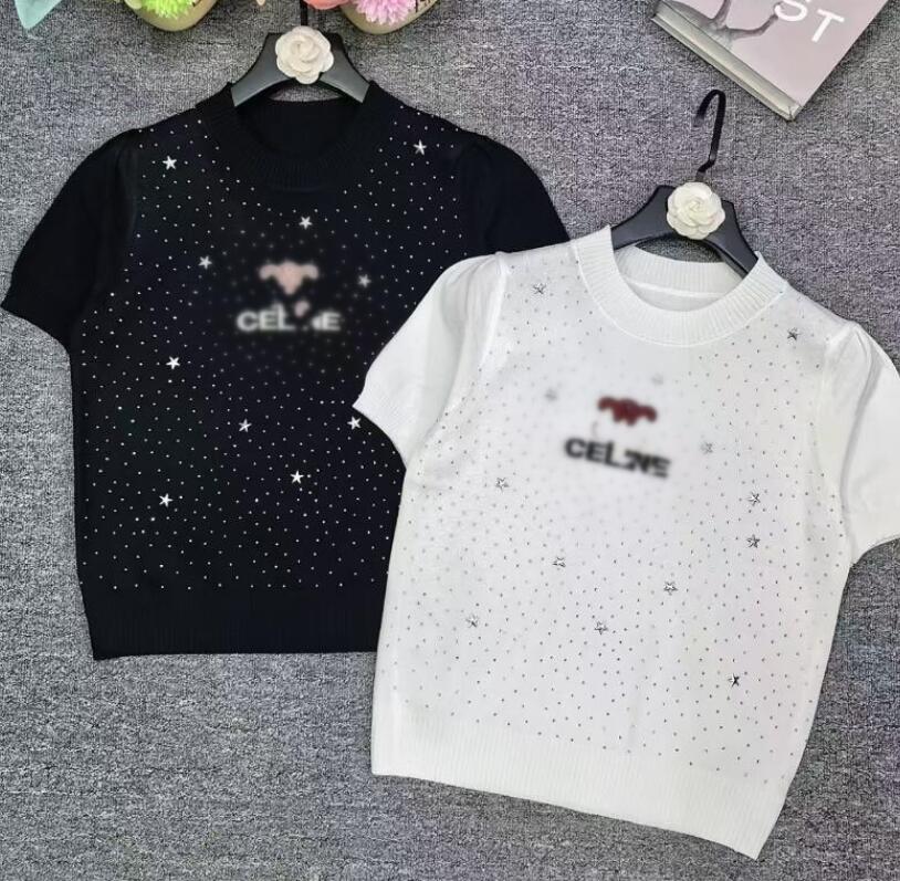 New Women's Knit Tees Designer Clothes Short Sleeve Sweater Slim Embroidery Letter Shirt Casual Cropped Tops Womens T shirt