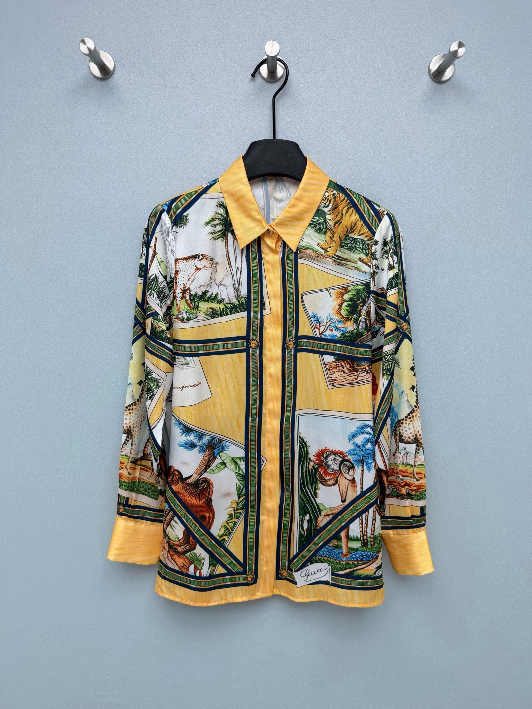 Milan Runway Shirts 2026 New Spring Summer Fashion Print Lapel Neck Long Sleeve Designer Shirts Brand Same Style Tops 0502-11