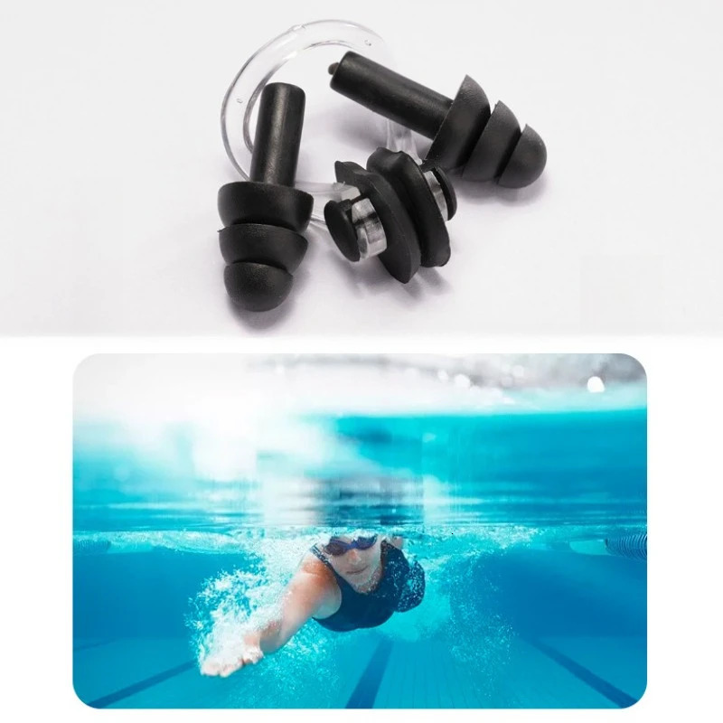 Nose Clip and Ear Plug Set Silicone Swimming Protection Against Water Entry Aspiration SwimmingSnorkeling Gear 260430