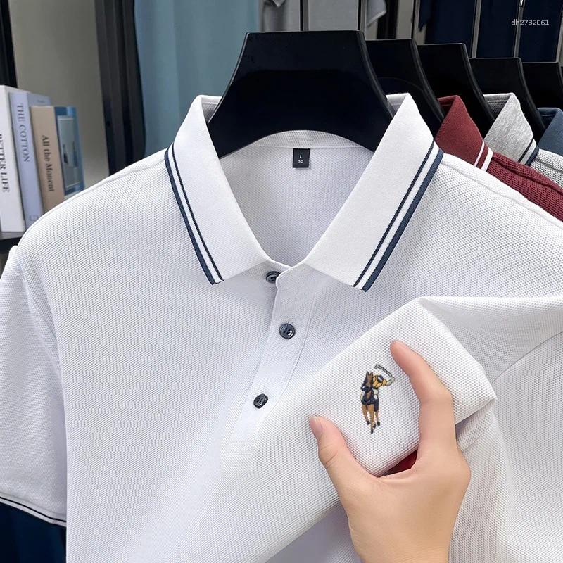 Men's Polos Pure Cotton Summer -selling Brand Colorful Embroidered Polo Shirt Fashionable And Breathable Business Casual Top