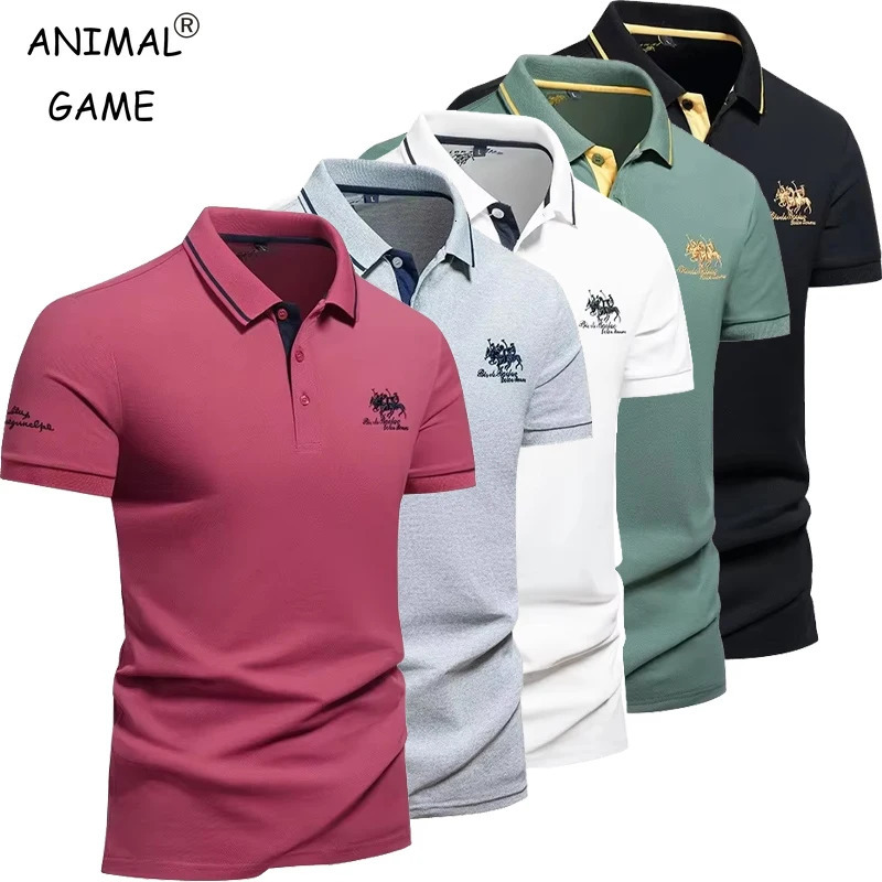 summer Mens Short Sleeve Embroidered Polo TShirt Lightweight Casual Streetwear Lapel Vintage Business tshirts 260430