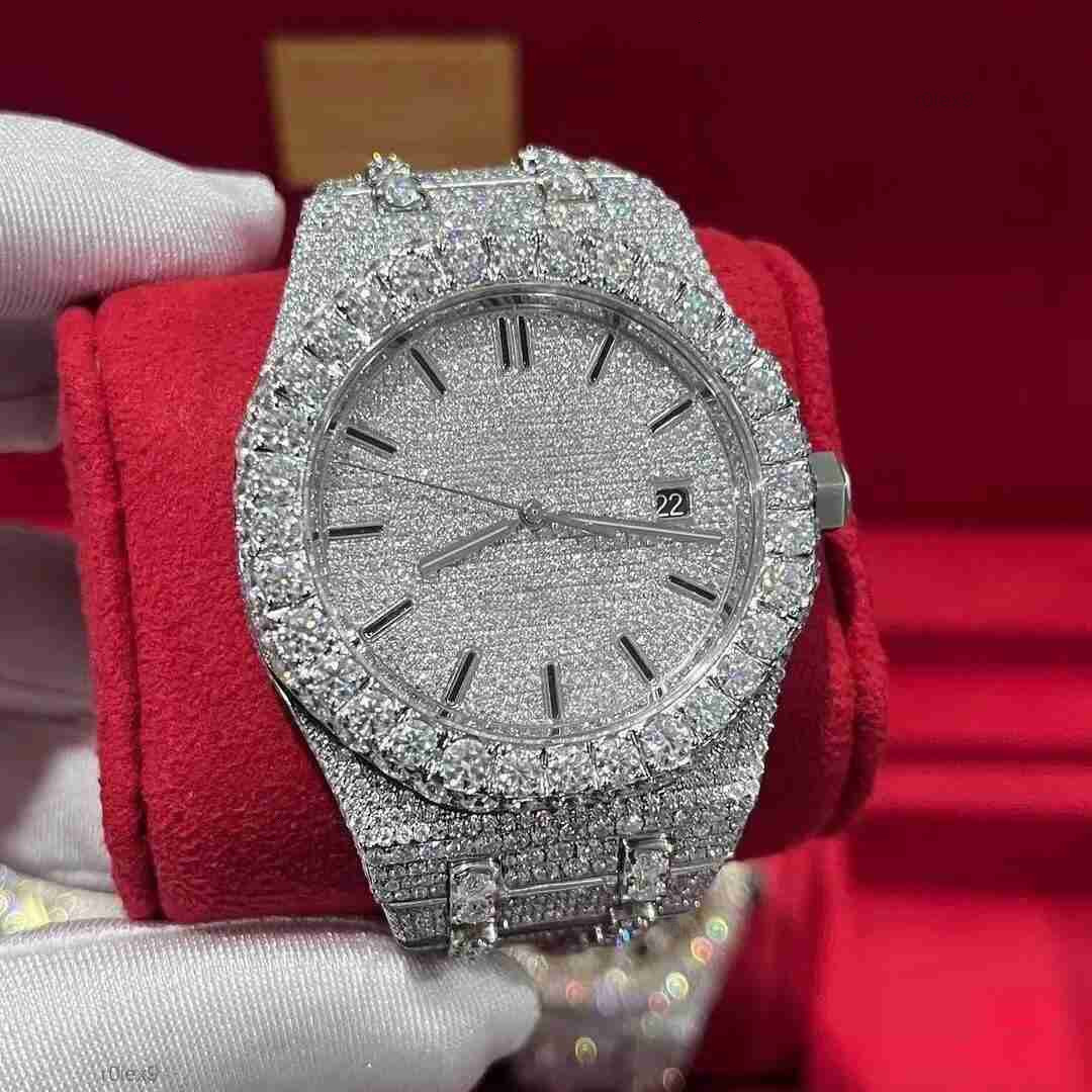 vvs moissanite diamond watch for men moisanite GRA certificate Pass Dia Tester Mens Square Wrist Iced Out Stainless Steel Buss Down Custom Watch Bra