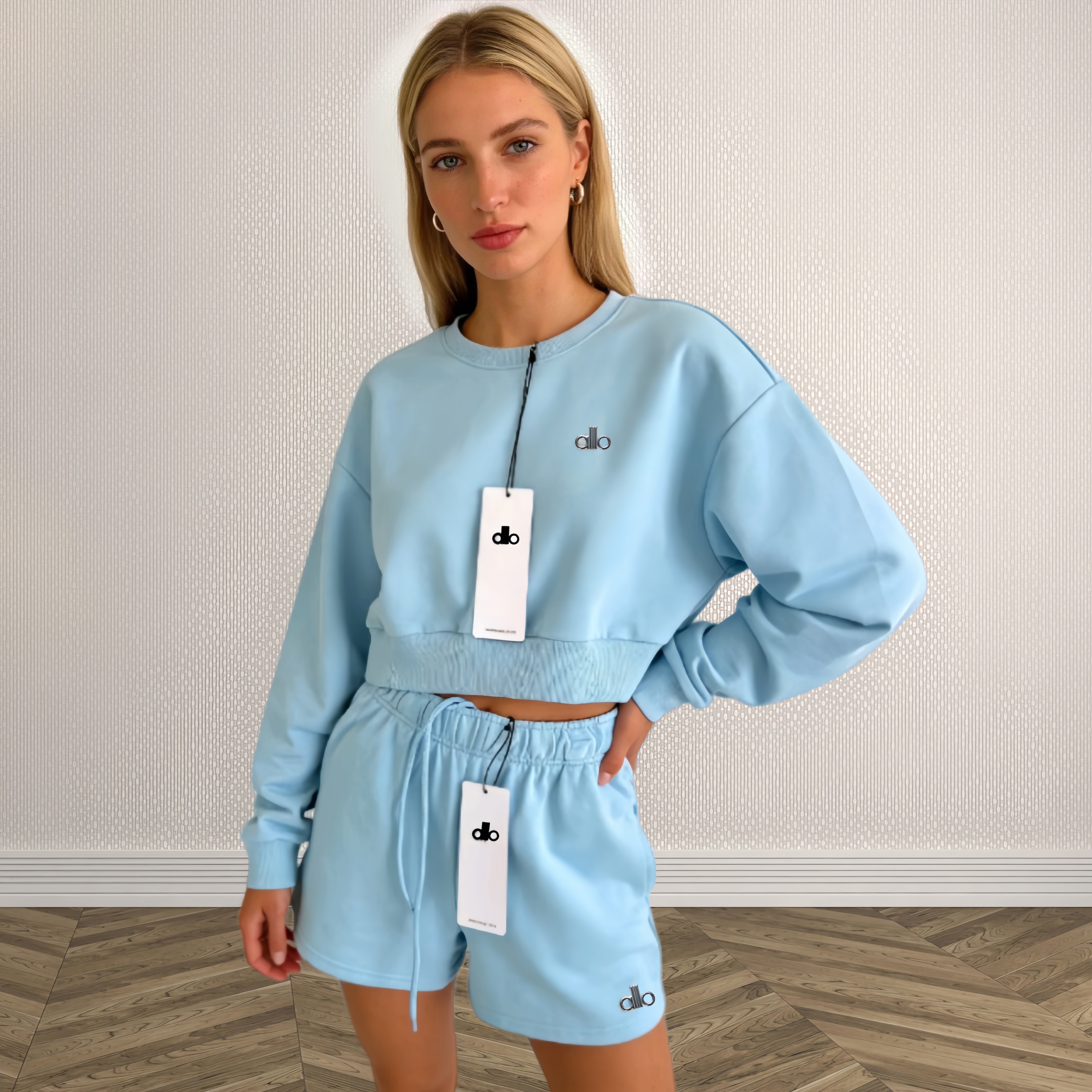 Alolnesets Tracksuits Designer Short Sportswear 2 Piece Set Women's Yoga Sweatshirt Set Loose Fashion Crew Neck Alosetismly Long Sleeve Yoga Ho
