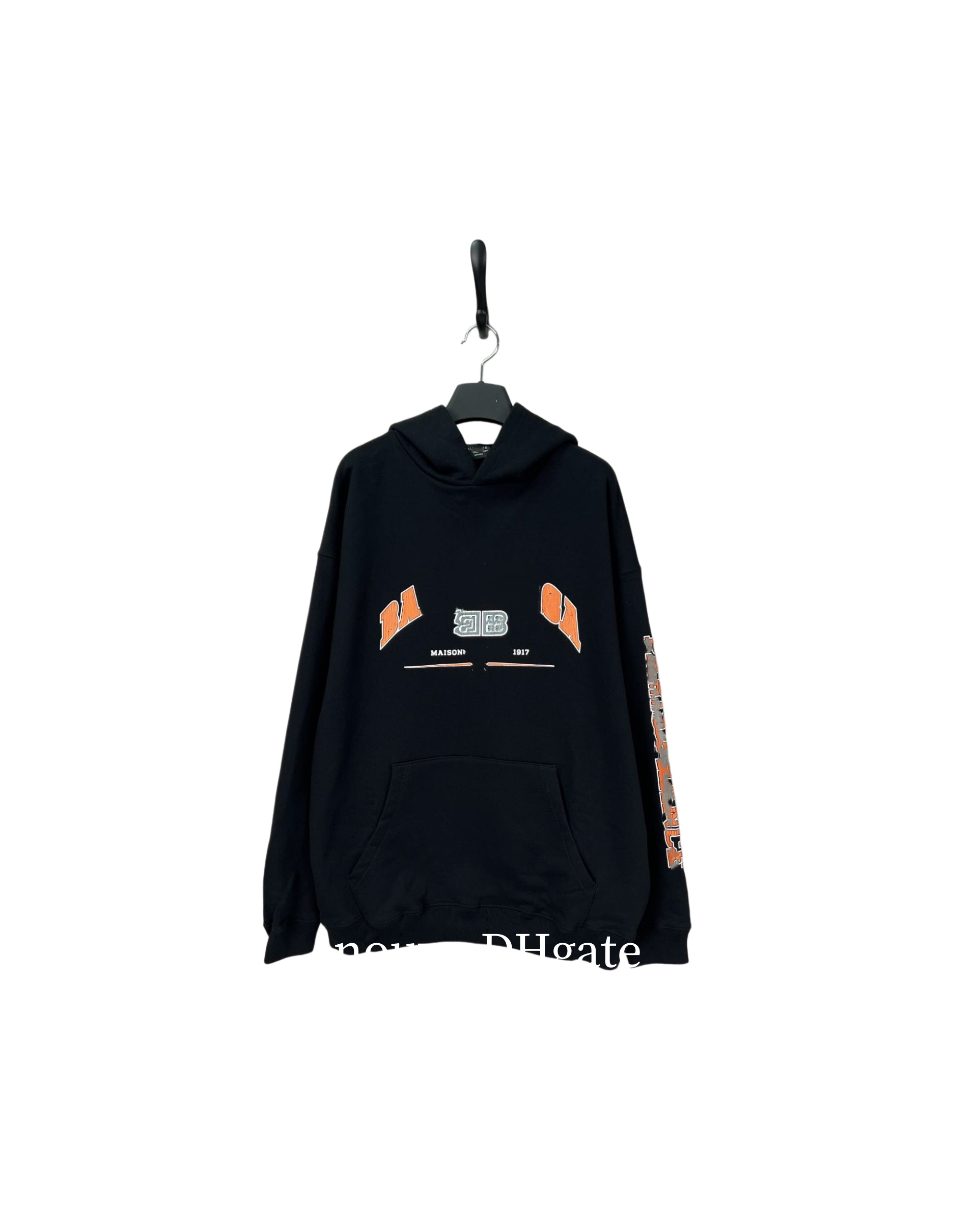 2026SS Designer hoodie American street fashion Unisex Black Oversized Hoodie with Vintage Letter Print Casual Streetwear Cotton Pullover for Men Wom