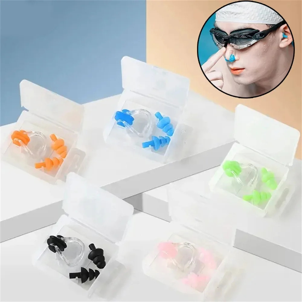Soft Silicone Waterproof Swimming Nose Clip Earplugs Personal Protective Kit Diving Surf Swimming Accessories 1 Set 260430