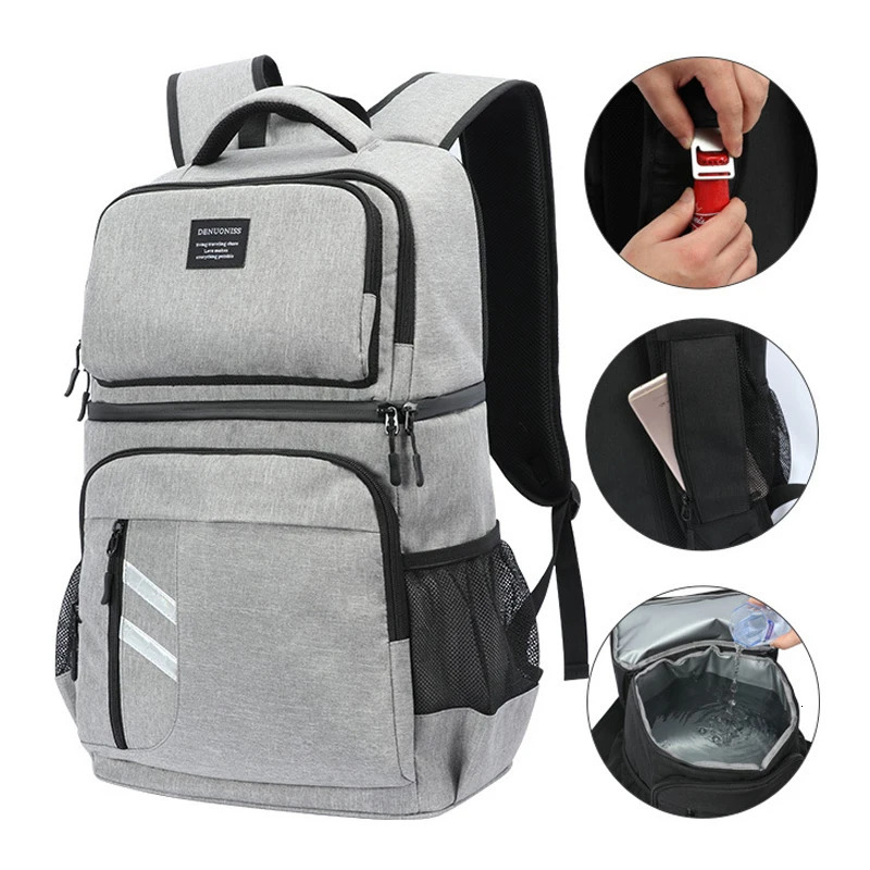 Large 40L Insulated Picnic Backpack Thermo Beer Cooler Bags Refrigerator For Women Kids Thermal Bag 2 Compartment Outdoor Hiking 260430