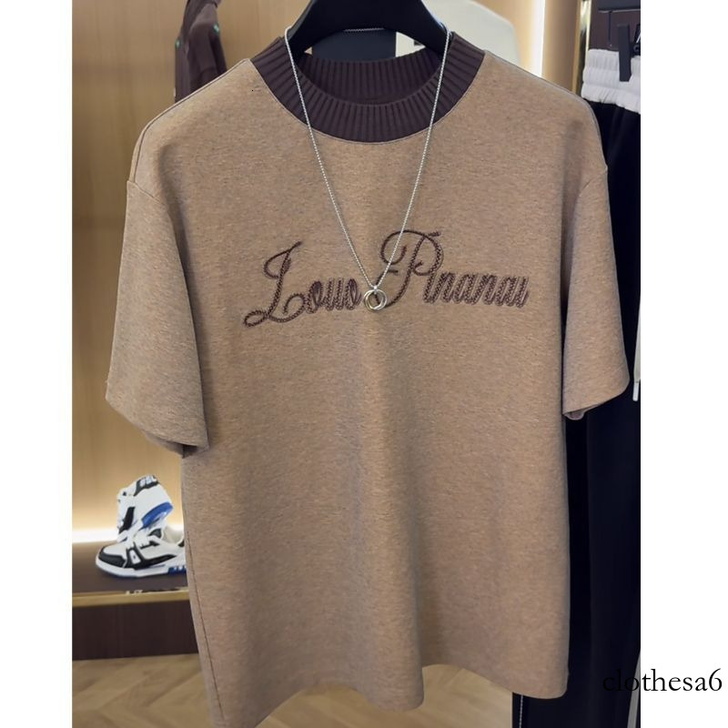 Designer men's T-shirt High-end light style spring/summer men's luxury round-neck embroidered fashion T-shirt, versatile and niche short-s