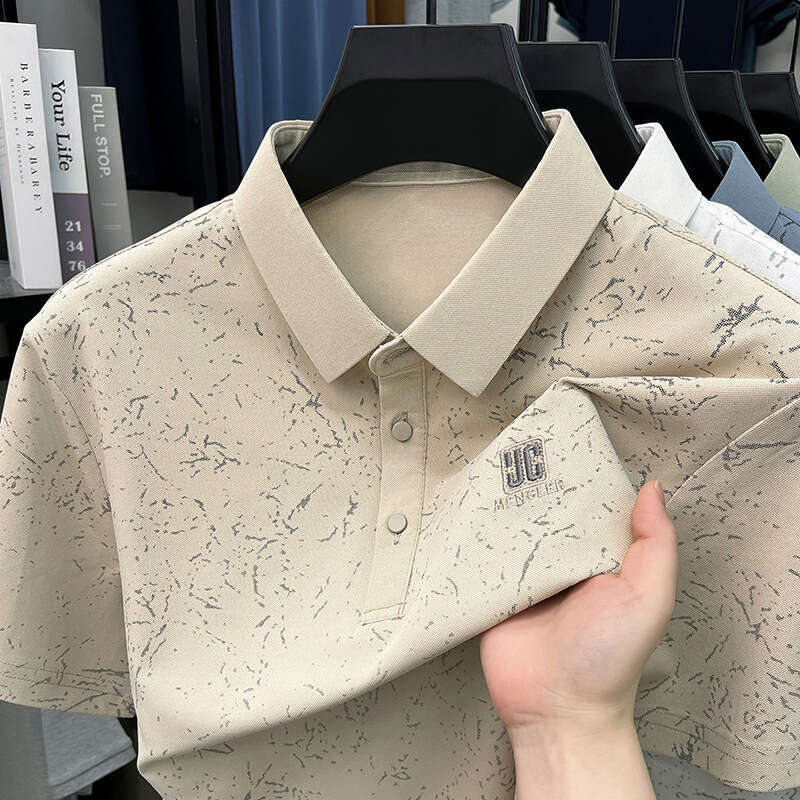 Luxury Brand Designer Clothes Summer New Printed Men's POLO Shirt, Loose And Trendy, With A Turn-Down Collar, Short-Sleeved, Suitable For Dads,
