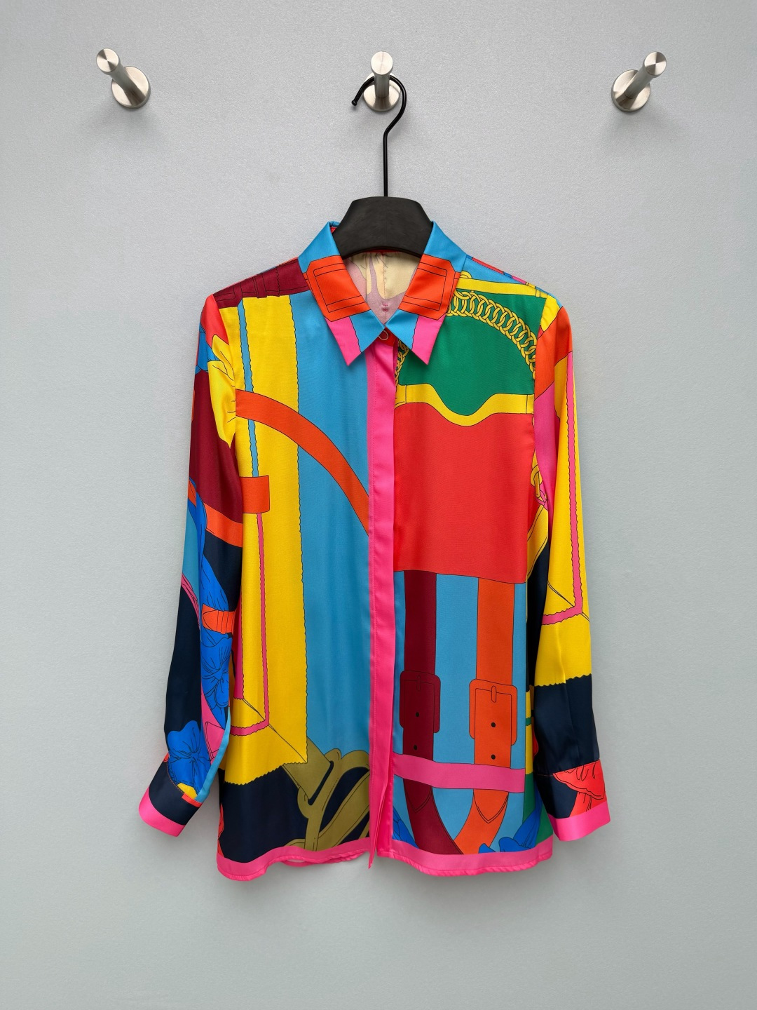 Milan Runway Shirts 2026 New Spring Summer Fashion Print Lapel Neck Long Sleeve Designer Shirts Brand Same Style Tops 0502-6