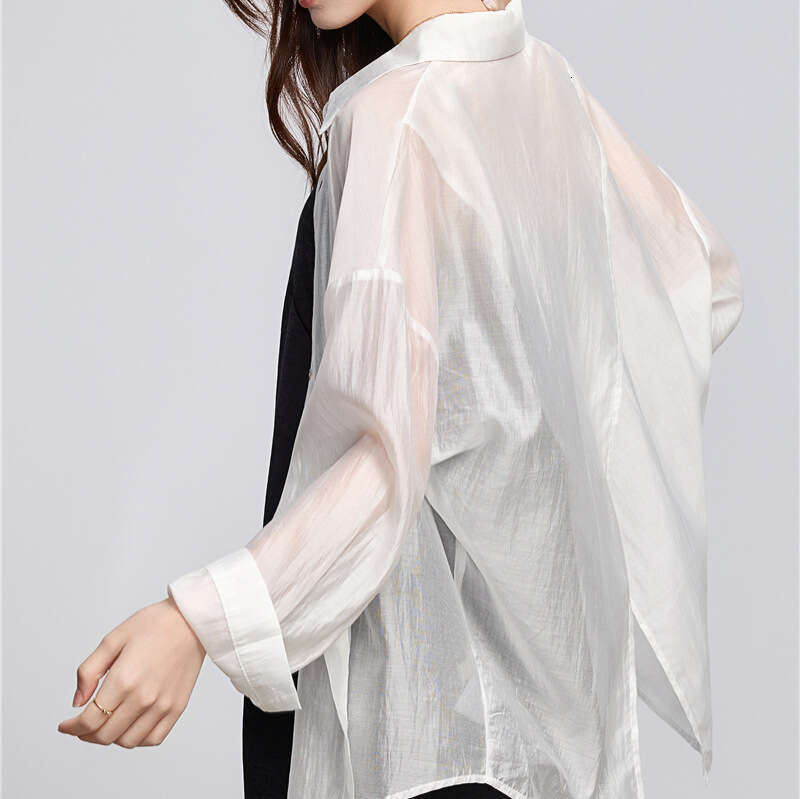 Designer Luxury 2026 2026 Summer New Tencel Shirt Sun Protection For Women, High-grade Drape, Versatile, Glossy, Lightweight, Slit Cardigan Top Free