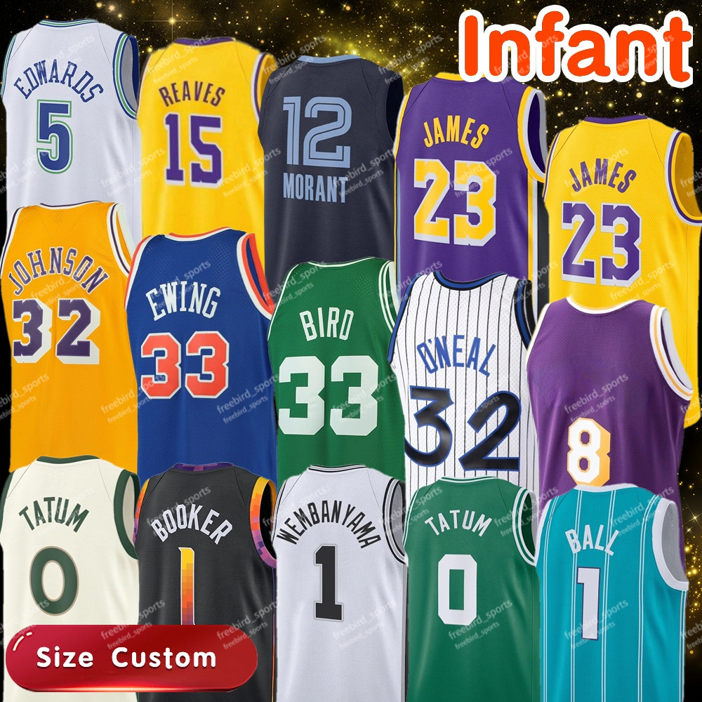 Big Size 5XL Infant Basketball Jersey Men Kids Edwards EWING JAMES Malone Durant Iverson Bird Shaq Tatum 30 Curry Doncic Ball Wade 3 Jokic Butler Pa