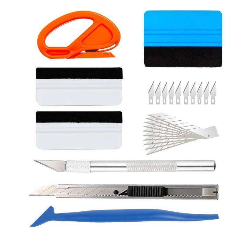 Vinyl Window Tint Kit with Mini Felt Squeegee Wrap Knife Blades for Car Foiling Wrapping Craft Accessories