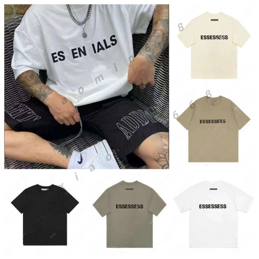 essential Tshirt Chest Silicone Letter Vintage Oversized Shirt Men Designer Women Tops Casual Loose Fog Clothes Pure Cotton essential essentials T S