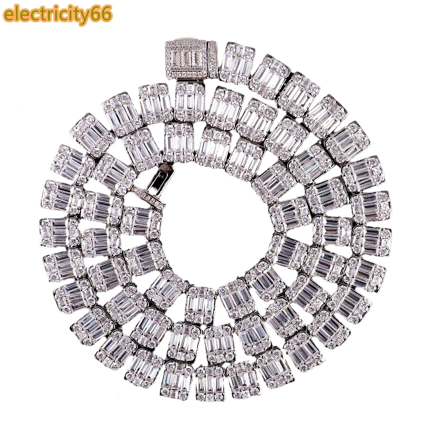 5mm Round Moissanite Hip Hop Necklace Bracelet Cushion Cut D Color Moissanite Full Diamond Cuban Chain Special Offer Item