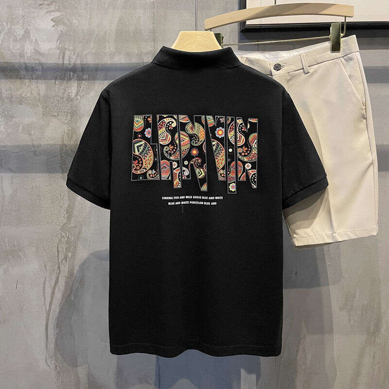 Designer 2026 Trendy Letter-printed Men's High-end Polo Business Short-sleeve T-shirt, Breathable, Casual, Versatile, Luxury Cool And Stylish F