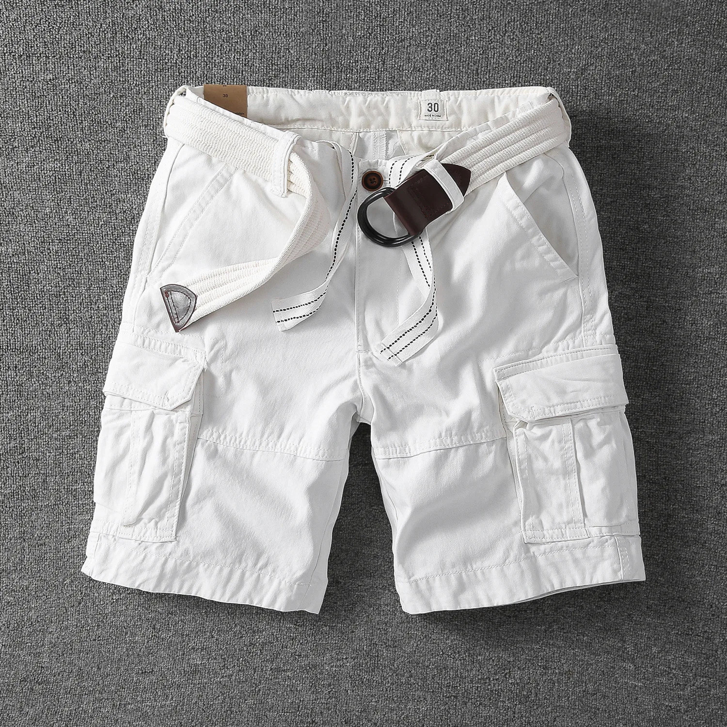 Mens White Camouflage Workwear Shorts Summer Casual Tactical Outdoor Multi Pocket Cargo Shorts 260430