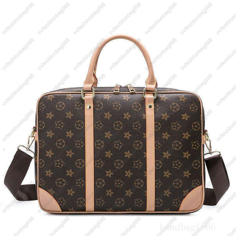 2025 Designer Men Shoulder Briefcase Black Brown Leather Handbag Luxury Business Man Laptop Bag Messenger Bags 4 Color with dust bag 08