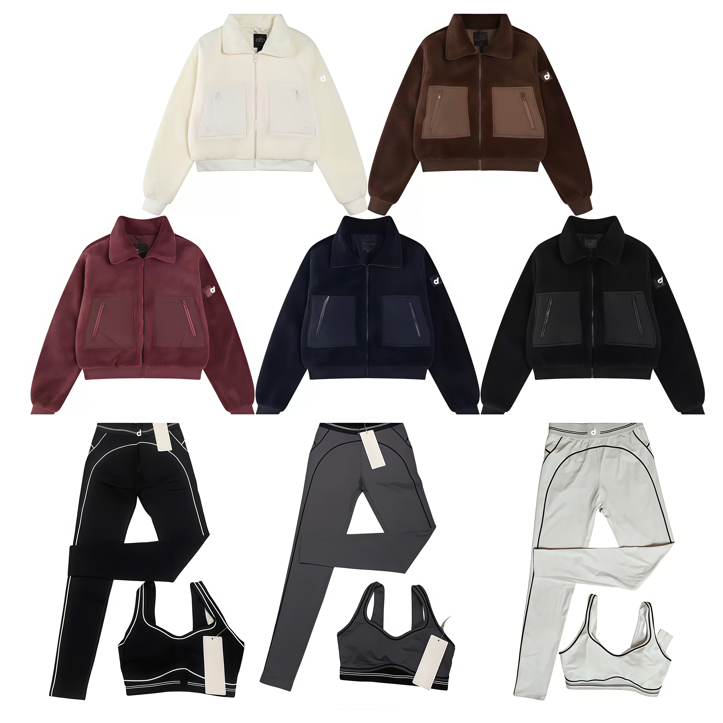 Woman yoga fleece coat Jacket exercise set 2 piece bra+pants sets high end minimalist sports clothing sportswear designer women gym bra leggings-image-1104512134