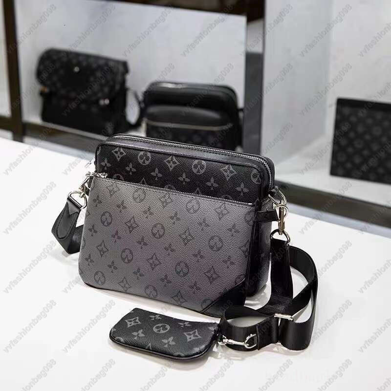 TOP Handbags Women Men Leather TRIO Messenger Bags Shoulder Make up Bag Designer Handbag Tote Man's bag wallet bag 08