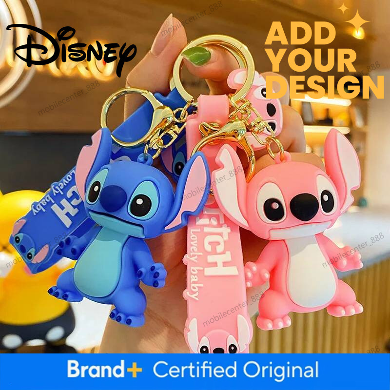 Designer Disney New Anime Keychain Cartoon Lilo & Stitch Cute Doll Keyring Ornament Key Chain Decoration Kids Toys Gifts Luxury