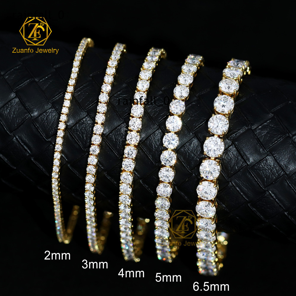 RTS Moissanite Bracelet 925 Silver Gra VVS Moissanite Diamond Tennis Chain 2MM 3MM 4MM 5MM 65MM Mossanite Chain