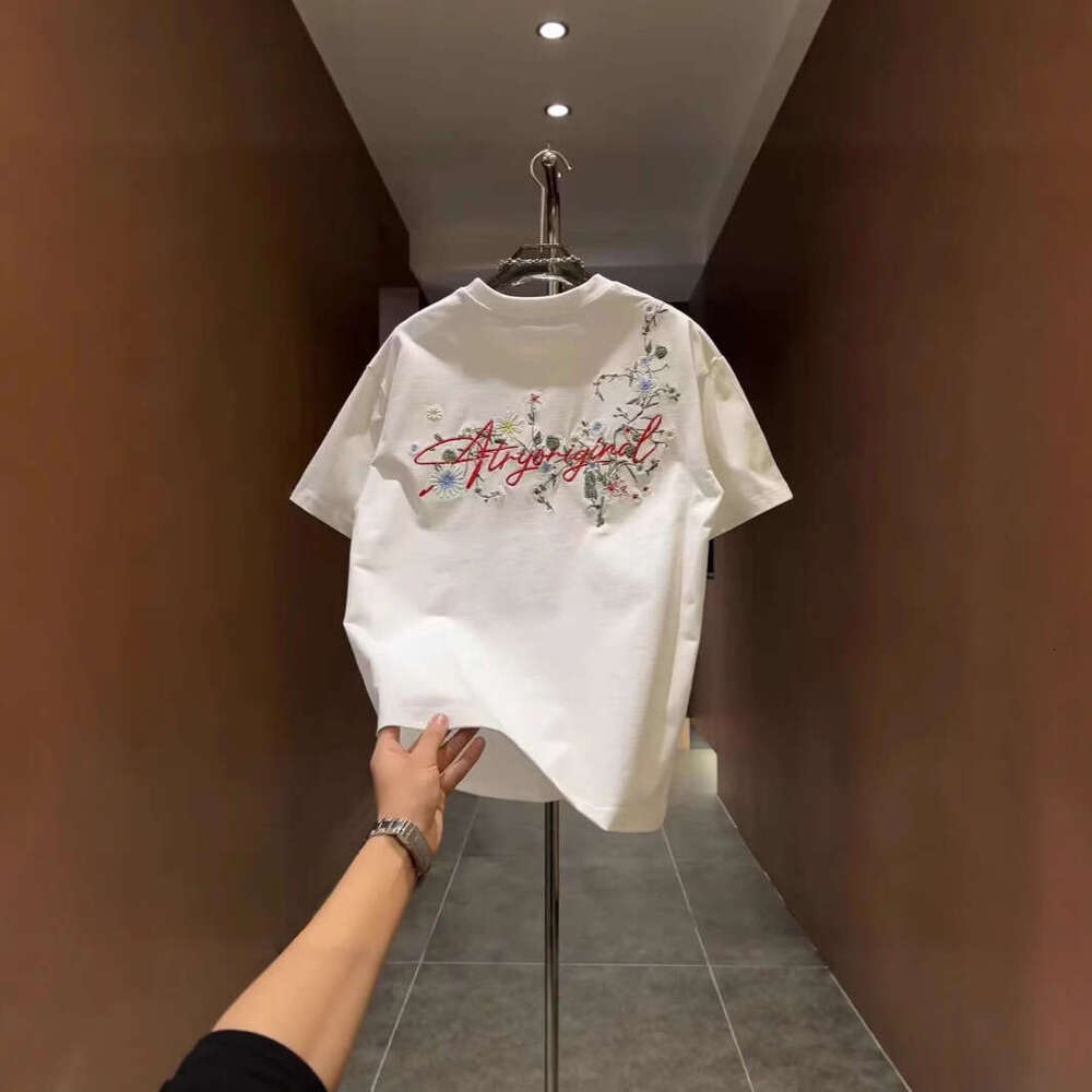Designer 2026 Trendy Embroidered Floral Short-sleeve T-shirt For Men, New Luxury Popular Summer Style, Loose-fitting Couple's Top Free Shipping