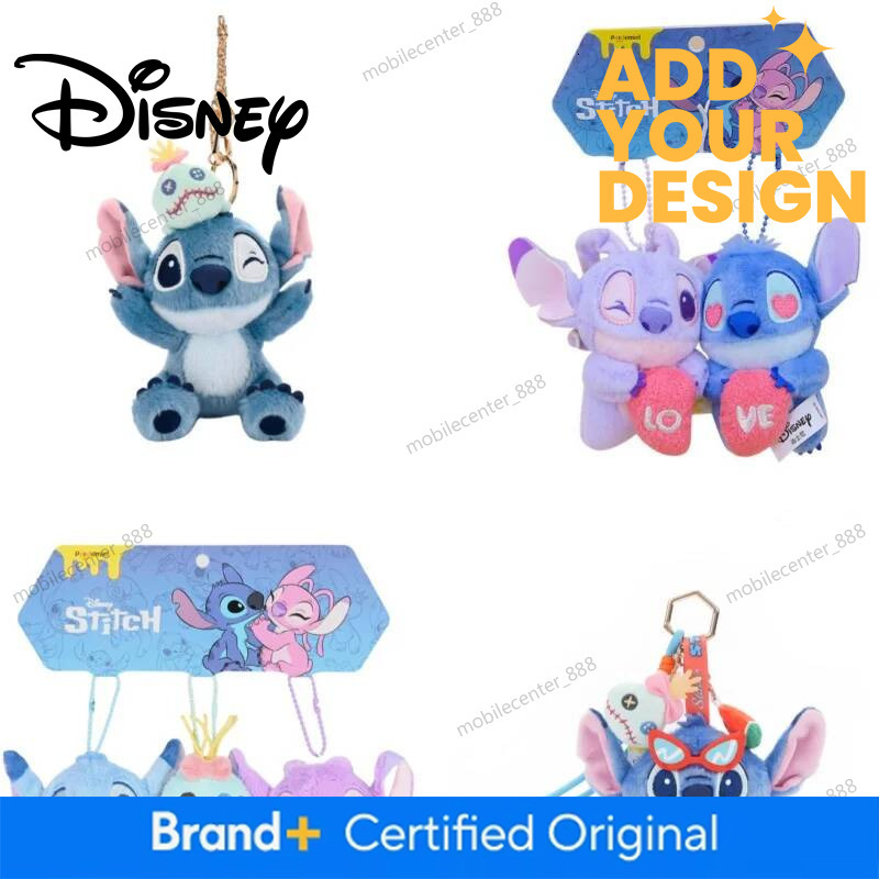 Designer Disney Genuine Lilo And Stitch Classic Anime Small Pendants Plush Keychains Stuffed Animals Christmas Birthday Gifts For Kids Luxury
