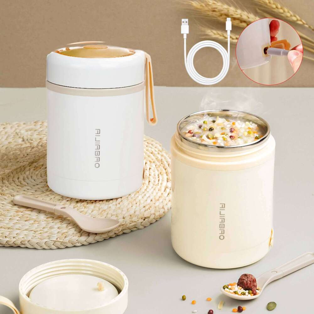 600ML USB Electric Heating Lunch Box Portable Picnic Milk Drink Heater Stainless Steel Food Warmer Container 5V 12V 24V