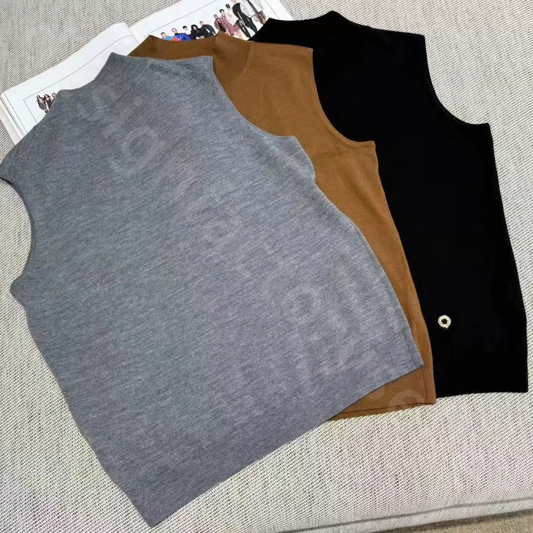 Luxury Designer Spring and Summer Cashmere Vests Sweater Slim Sleeveless Vests Tops for Womens L1289