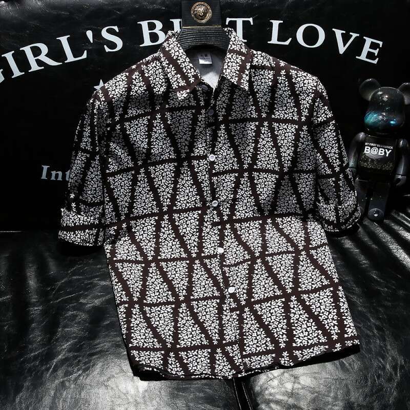 Designer 2026 New European Fashion Brand Stylish Personalized Printed Mid-sleeve Shirt, Summer Luxury Thin Slim-fit Cool Men's Shirt Free Shipp