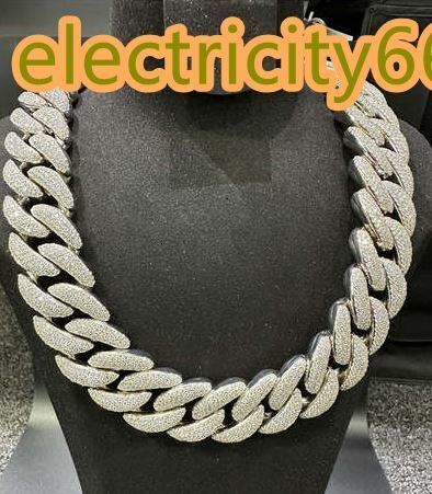 30mm Moissanite Cuban Link Chain 925 Silver Custom Box Clasp Lock Moissanite Cuban Chain 22 Inch Pass Diamond Teste