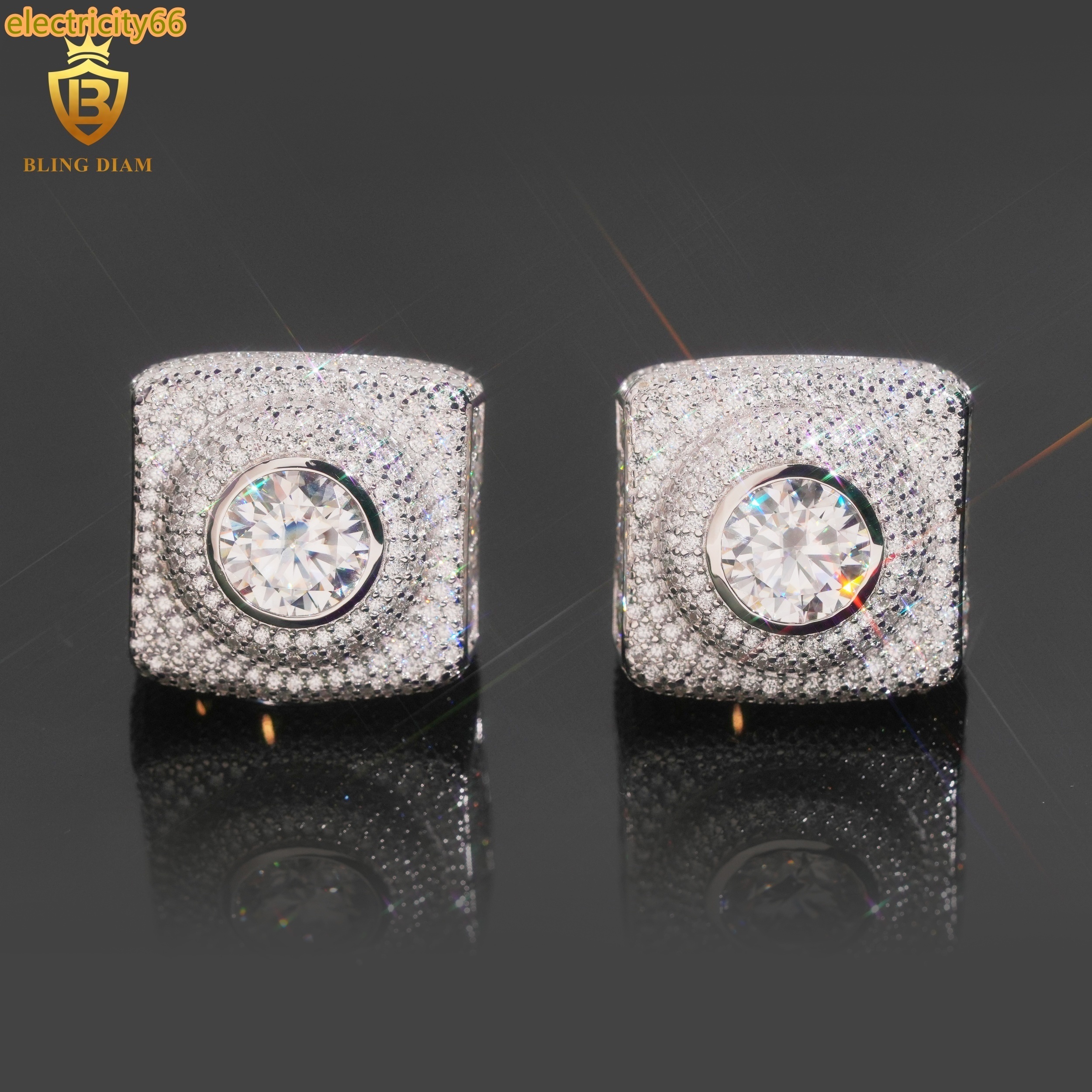 New Arrival 925 Silver Moissanite Rings Mens Iced Out Moissanite Hip Hop Style Jewelry Rings Pass Diamond Test in Stock with GRA