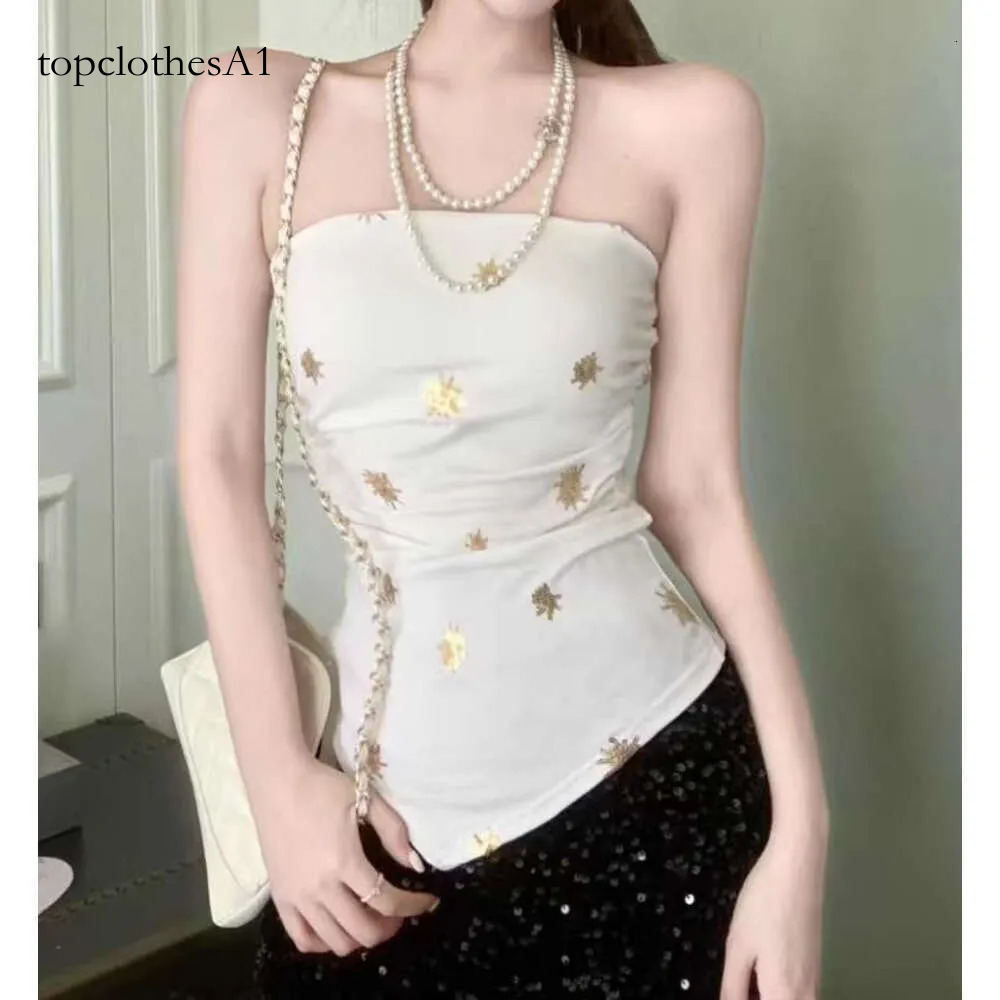 Outerwear Strapless Tank Top, New Summer Design With Bow Print All Over, Slim-Fit And Stunning Top MAKOUFEI