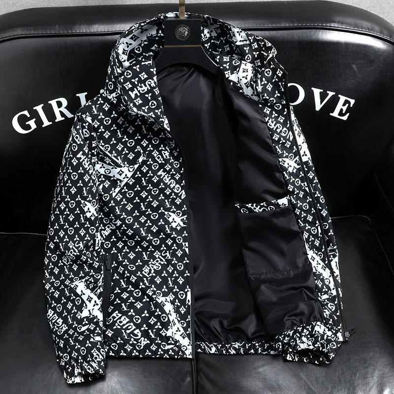 2026 Spring Summer New Fashion Print Design Men Casual Jacket Trendy Versatile Loose Hooded Outcoat Plus Size M to 5XL