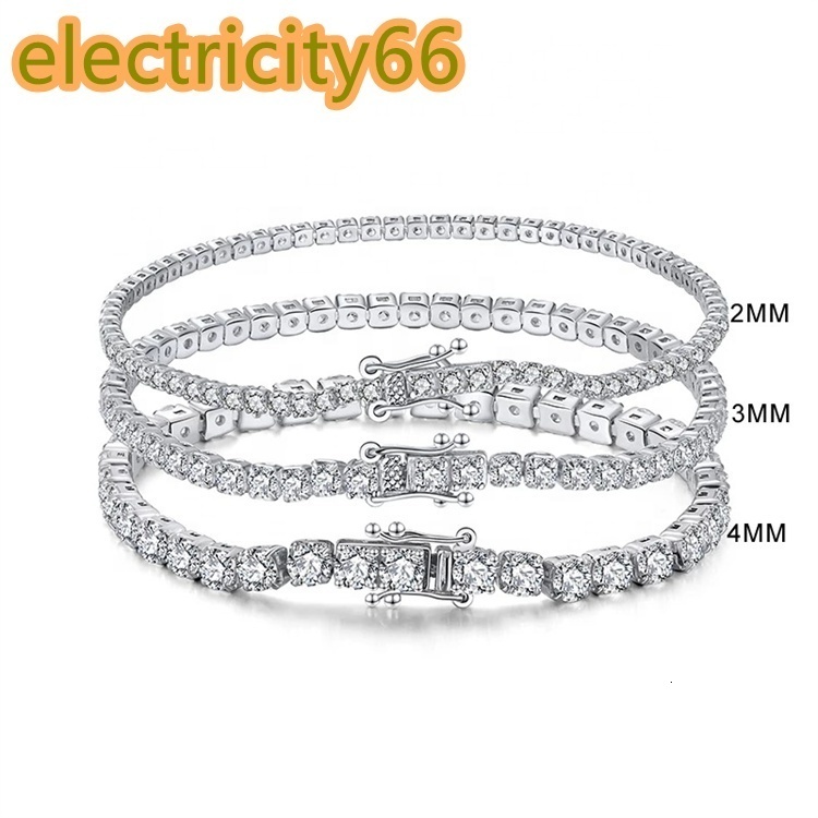 Custom Wholesale Designer Gold Plating Luxury Bracelet 2mm 3mm 4mm 925 Sterling Silver Moissanite Diamond Tennis Bracelets