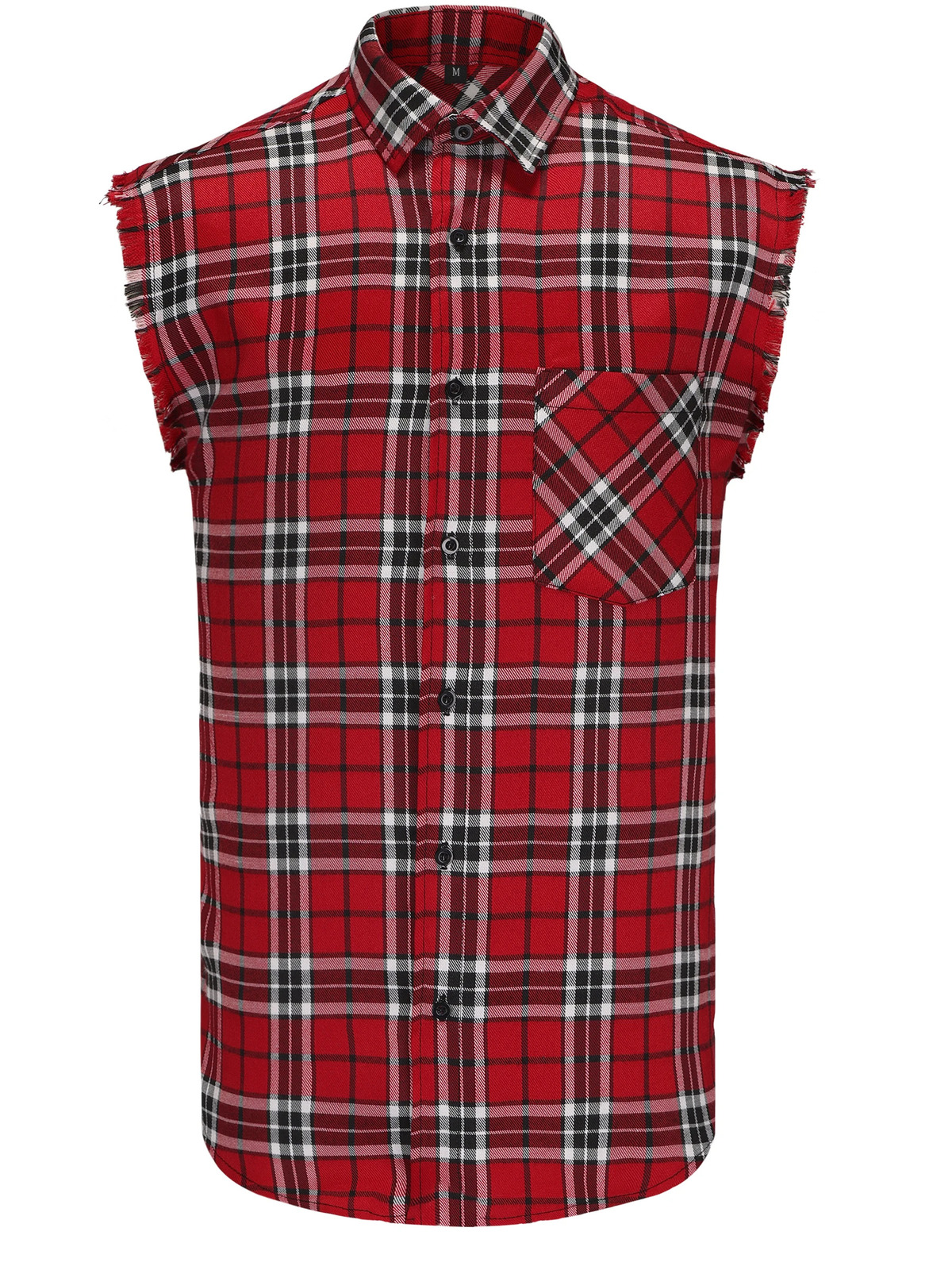 Mens Loose Fit Breathable Sleeveless Vest Tops Plaid Shirt Casual Style with Raw Edge Cuffs Perfect for Summer Oversized 260430