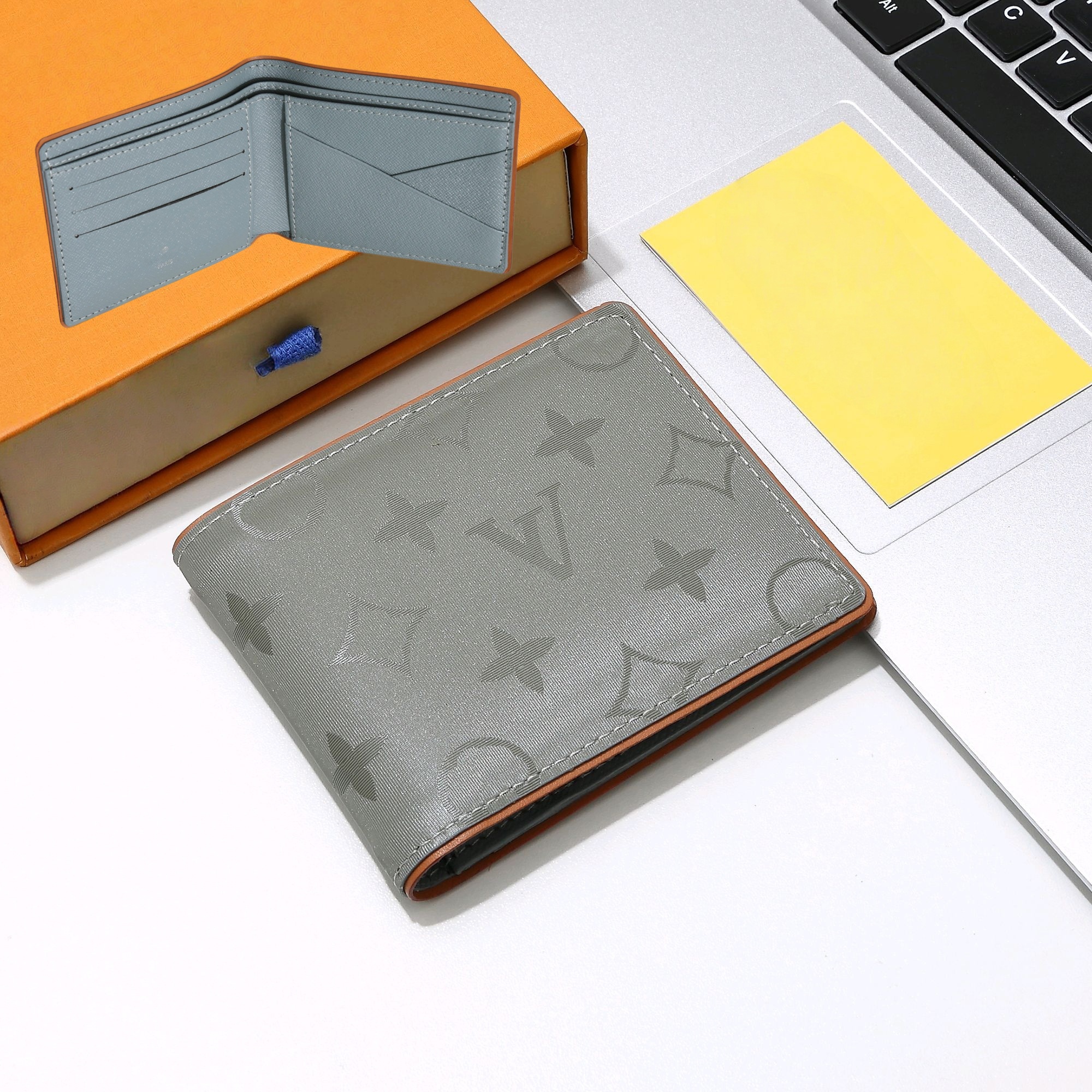 Luxury monogram Men's Double Fold Wallet Leather Credit Card Holder Designer Ski Golf Classic Cash Clip Coin Pocket Purse Long Term Business Be