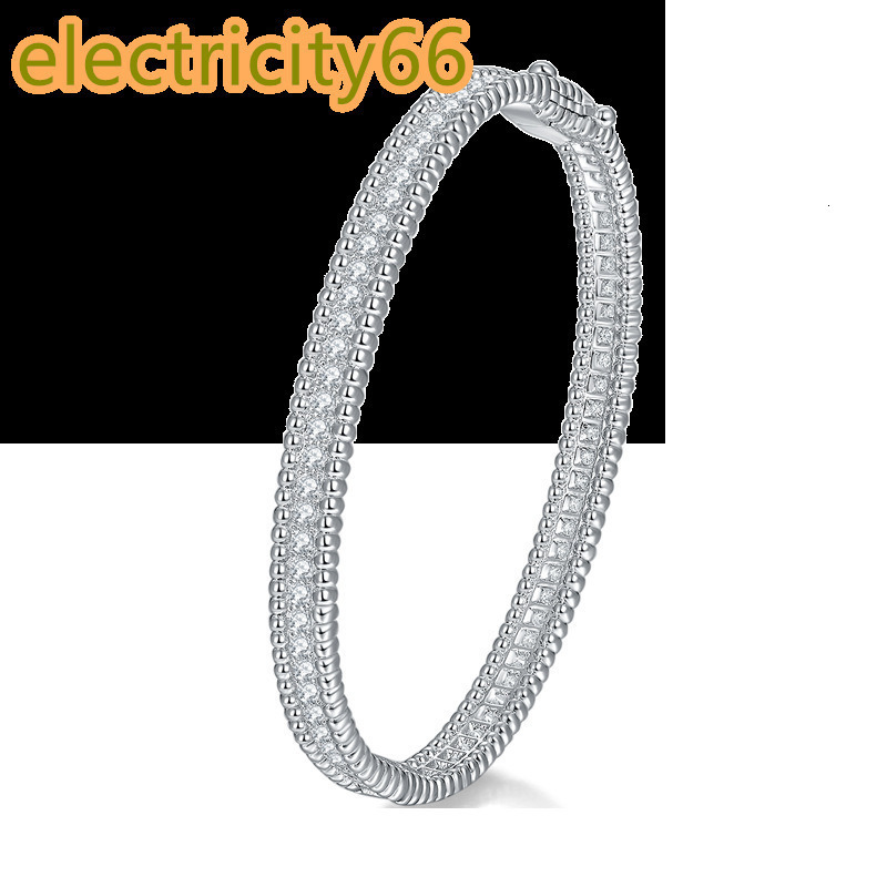 B14274 925 Sterling Silver Luxury Fashion Jewelry Original Charms Bracelet Bangle for Women Moissanite Collection