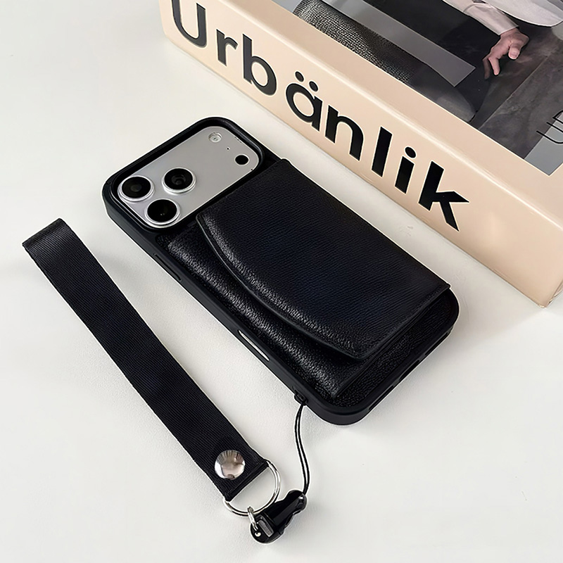 Tri-fold Wallet Designer Phone Case Card Holder for Apple iPhone 17 Pro Max Samsung Galaxy S26 Luxury Pebbled PU Leather Wrist Strap Coque Teleph-image-1104536403