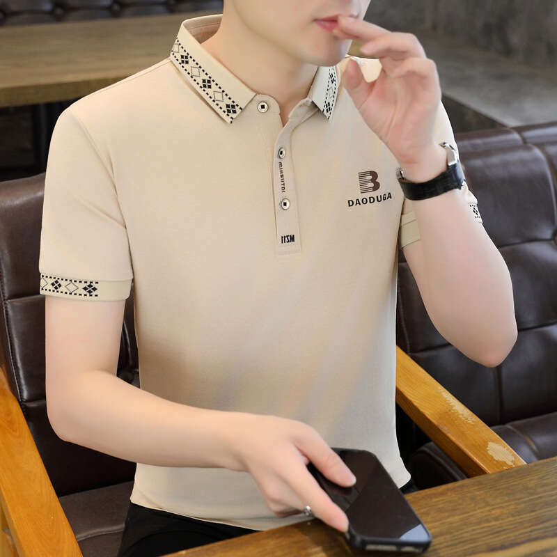 Luxury Brand Designer Clothes 2026 New Summer Short-Sleeve Men's Polo Shirt, Trendy High-End Embroidered Black Turn-Down Collar Half-Sleeve T-S