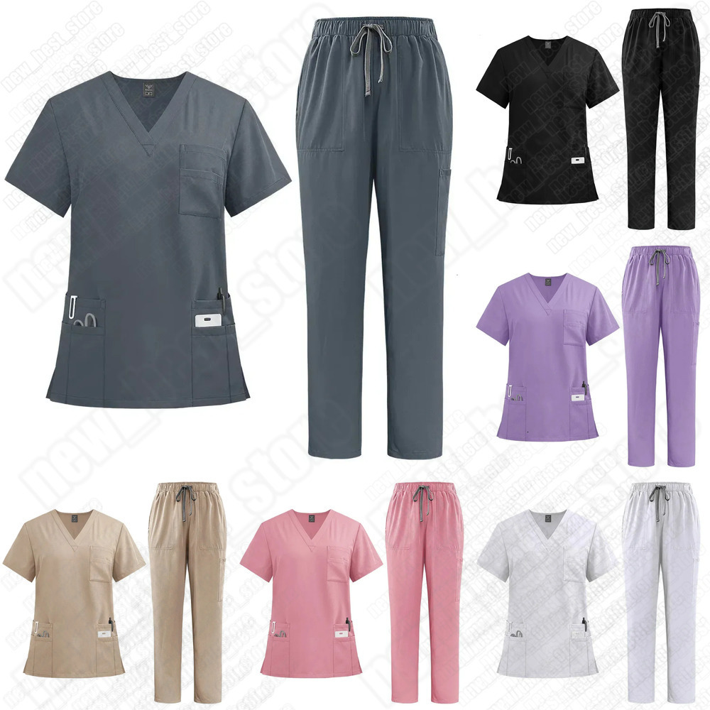 Fig Scrub Set 2026 New Womens Two Piece Pants Scrubs For Women Uniform Zip Up Figs Set Arrival Product Non-Ironing Show Thinness Long Versatile bc 1