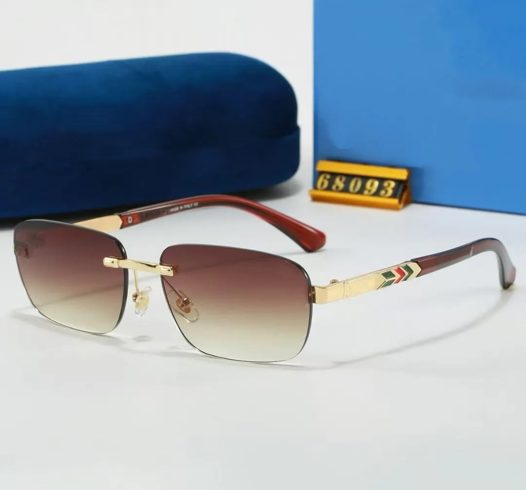 Designer Luxury Rimless Sunglasses Rectangle Fashion Popular Women Men Shades Small Square Sun Glasses For Female male Summer Traveling 68093