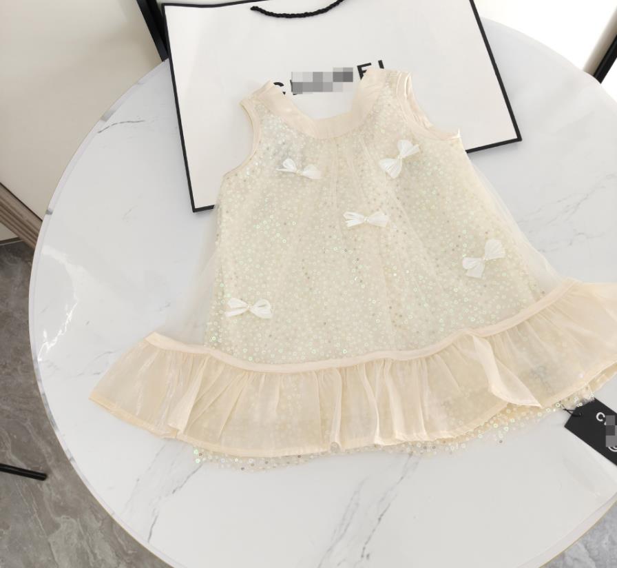 Gentle Childrens Blue Dress Designer Tank Skirt Girl Luxury Dress -8 Brand Letter Decorative Diamond Kids Vest Dresses Sweet Princess Skirt