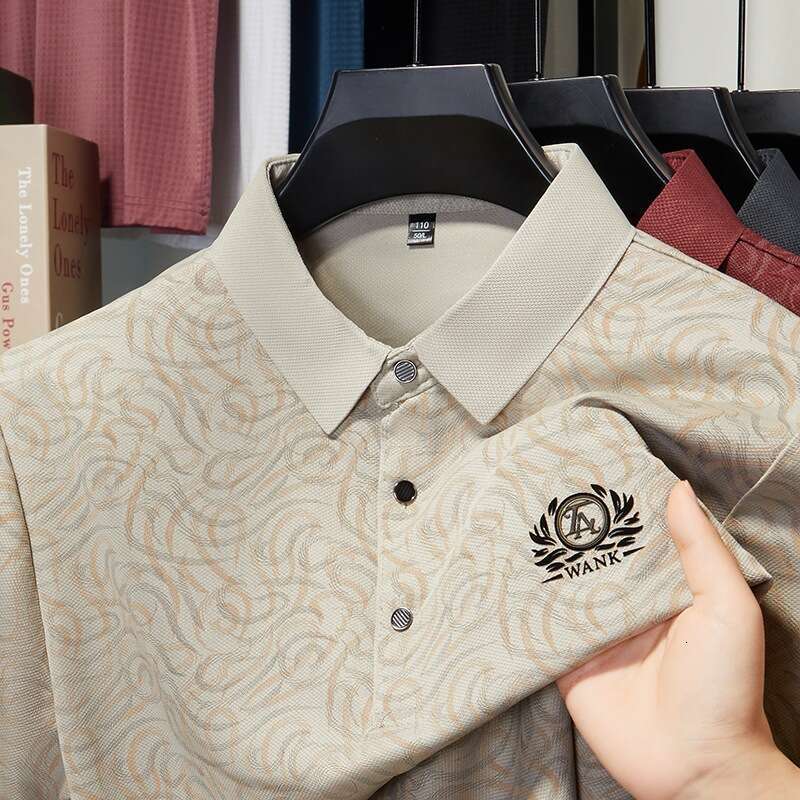 Luxury Brand Designer Clothes New Summer With A Cool Feel, High-Quality Casual Turn-Down Collar Short-Sleeve T-Shirt, Men's Polo Shirt