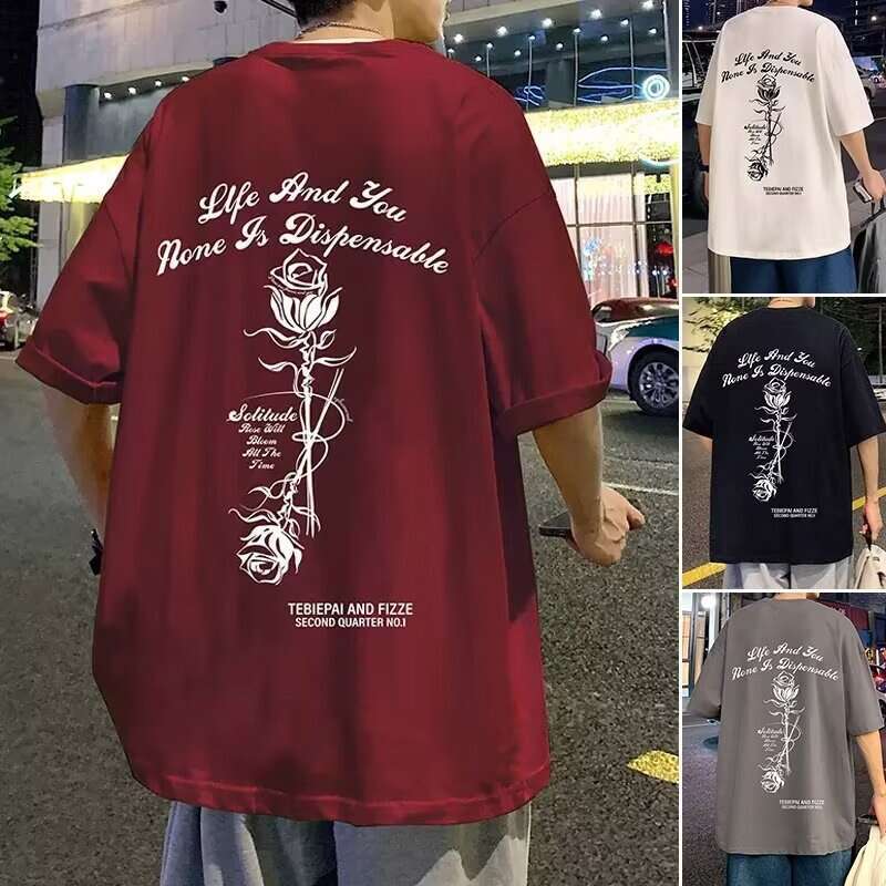 Designer 2026 New European And Fashion Brand Men's Short Luxury Sleeve T-shirt, American High Street Retro Loose Casual Summer Half-sleeve Free