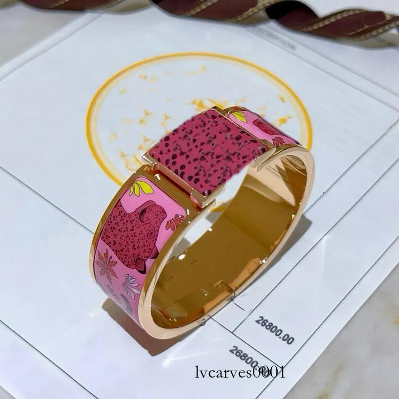 NEW Designer Letter H Brand Luxury Jewelry 20mm Wide Pure Handcrafted Enamel Process Original Custom Franc Material K Gold Bracelet Gift