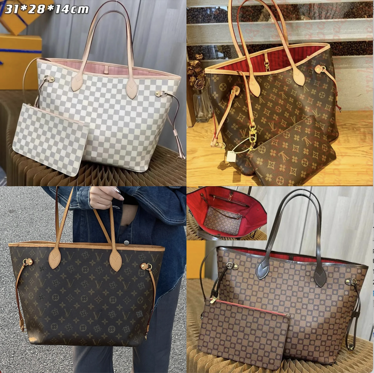 2pcs High qualitys Women bags Luxurys Handbags Ladies Designer Composite Bags Lady Clutch Bag Shoulder Tote Female Purse Wallet Handbag MM size