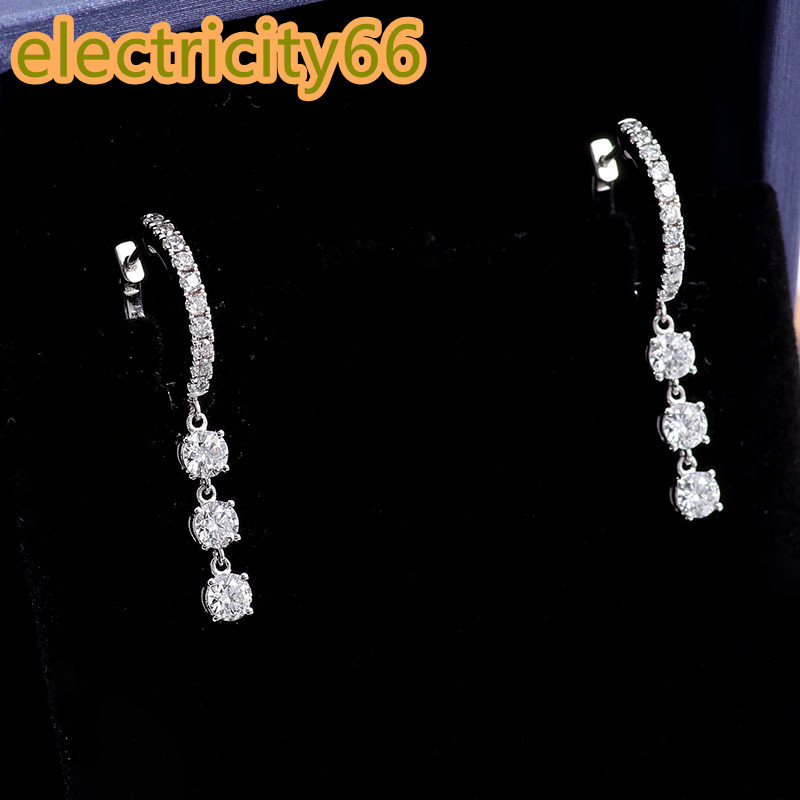 Moissanite Pass Diamond Tester Earings Drop Round Brilliant Cut D Color Moissanite Diamond 10k Real Gold Earrings Women Luxury